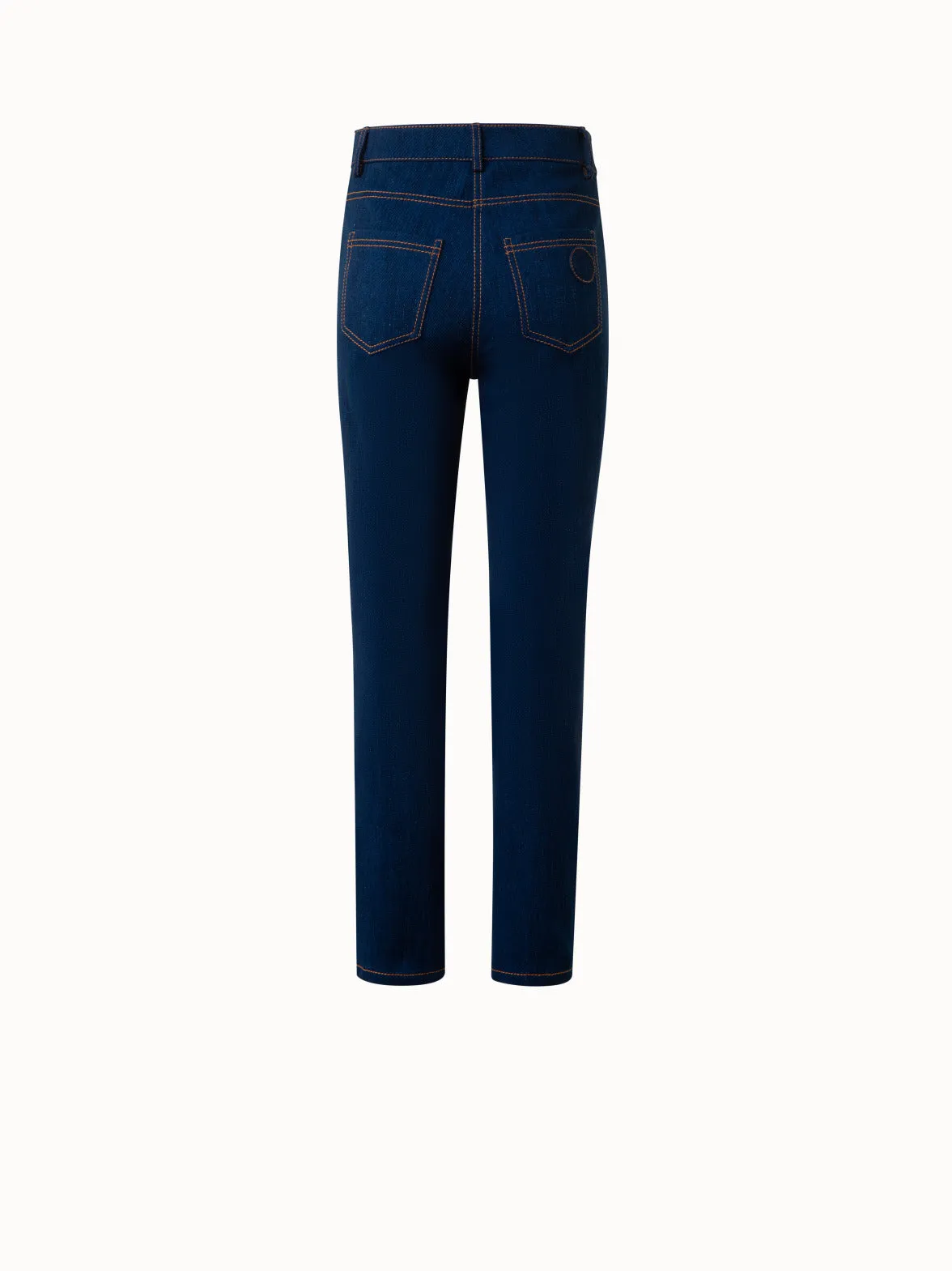 Slim Straight Cotton Denim Stretch Pants