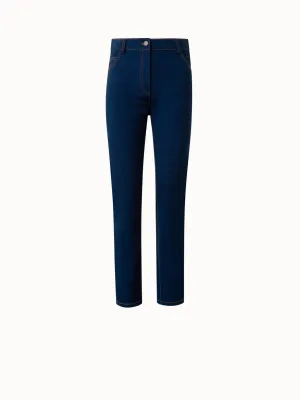 Slim Straight Cotton Denim Stretch Pants