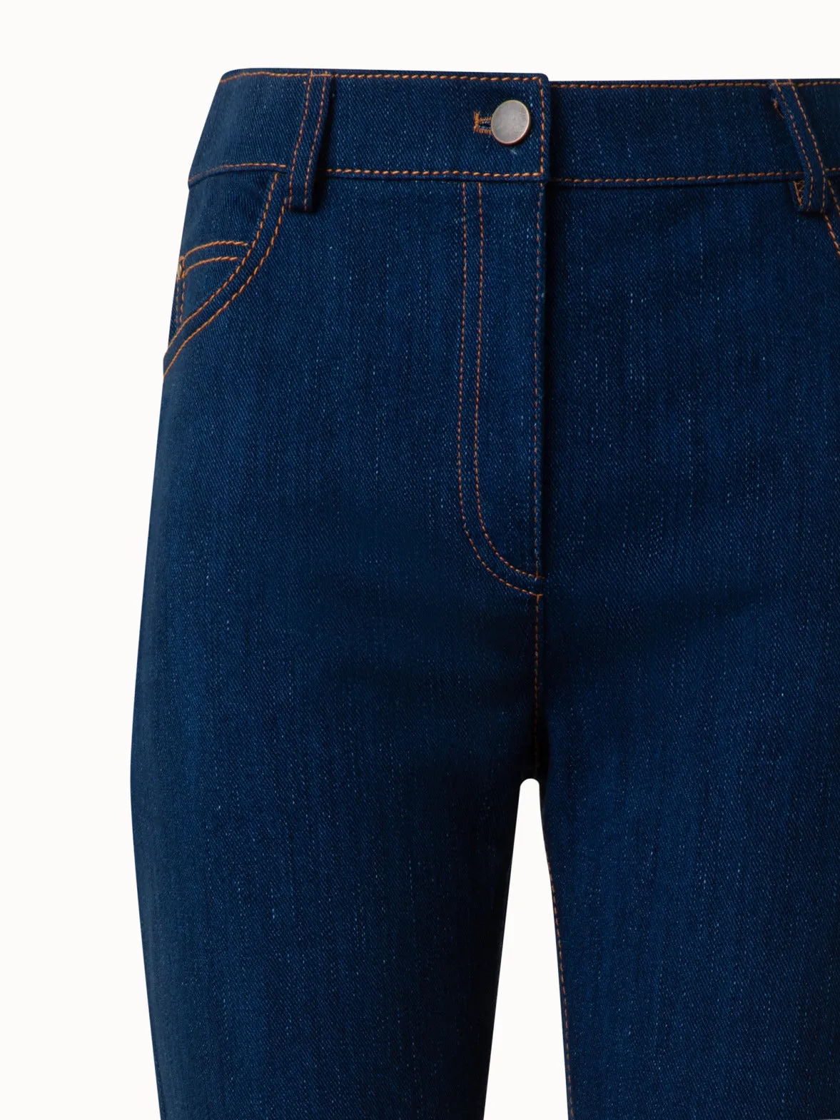 Slim Straight Cotton Denim Stretch Pants
