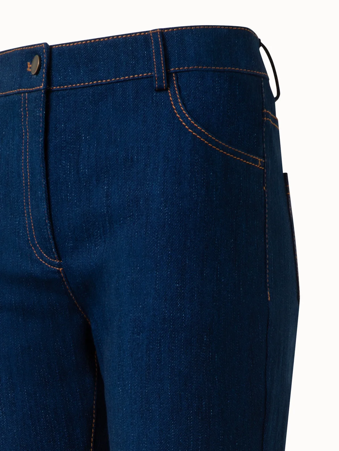 Slim Straight Cotton Denim Stretch Pants