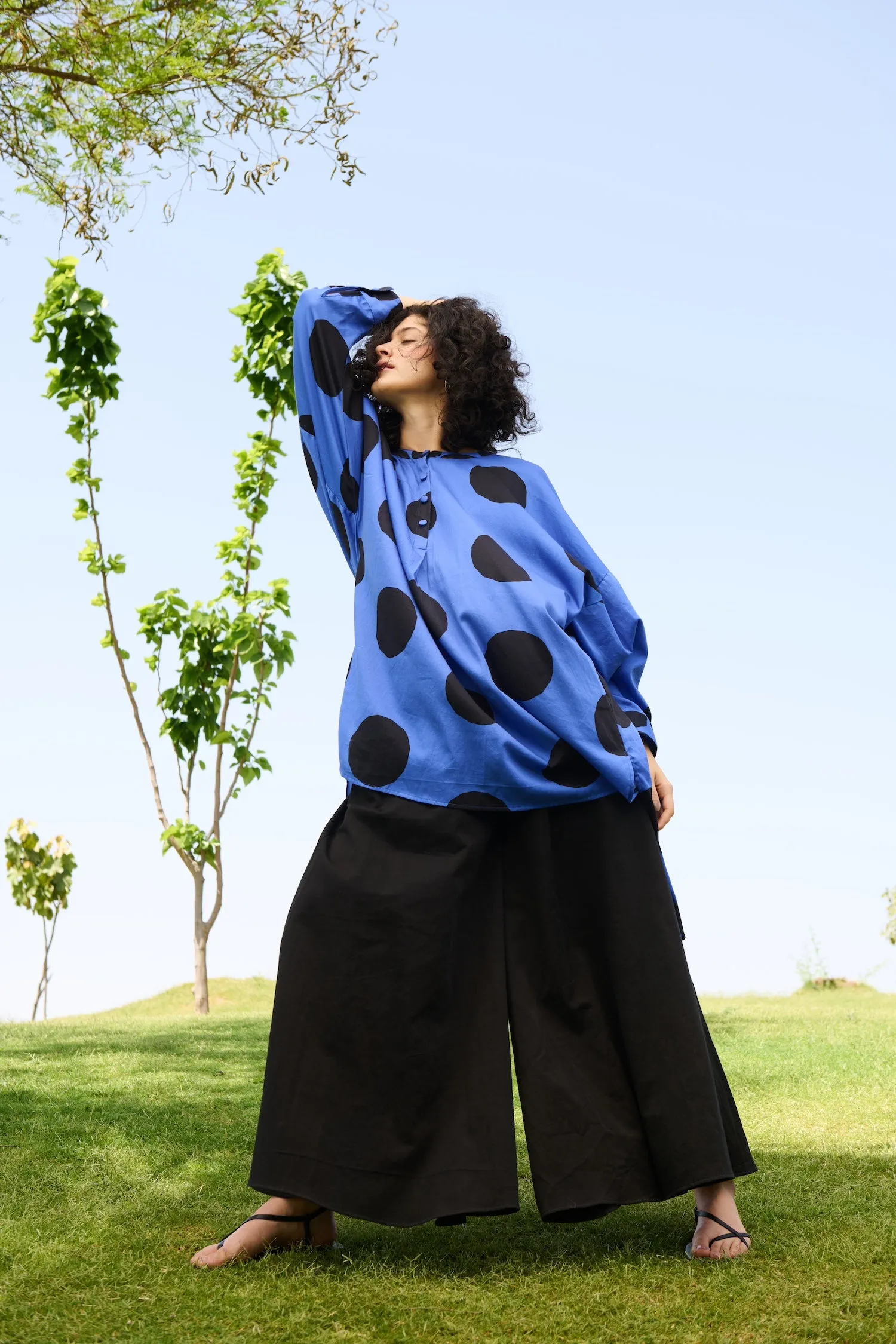 Small Blue Polka - Coral Coord Set