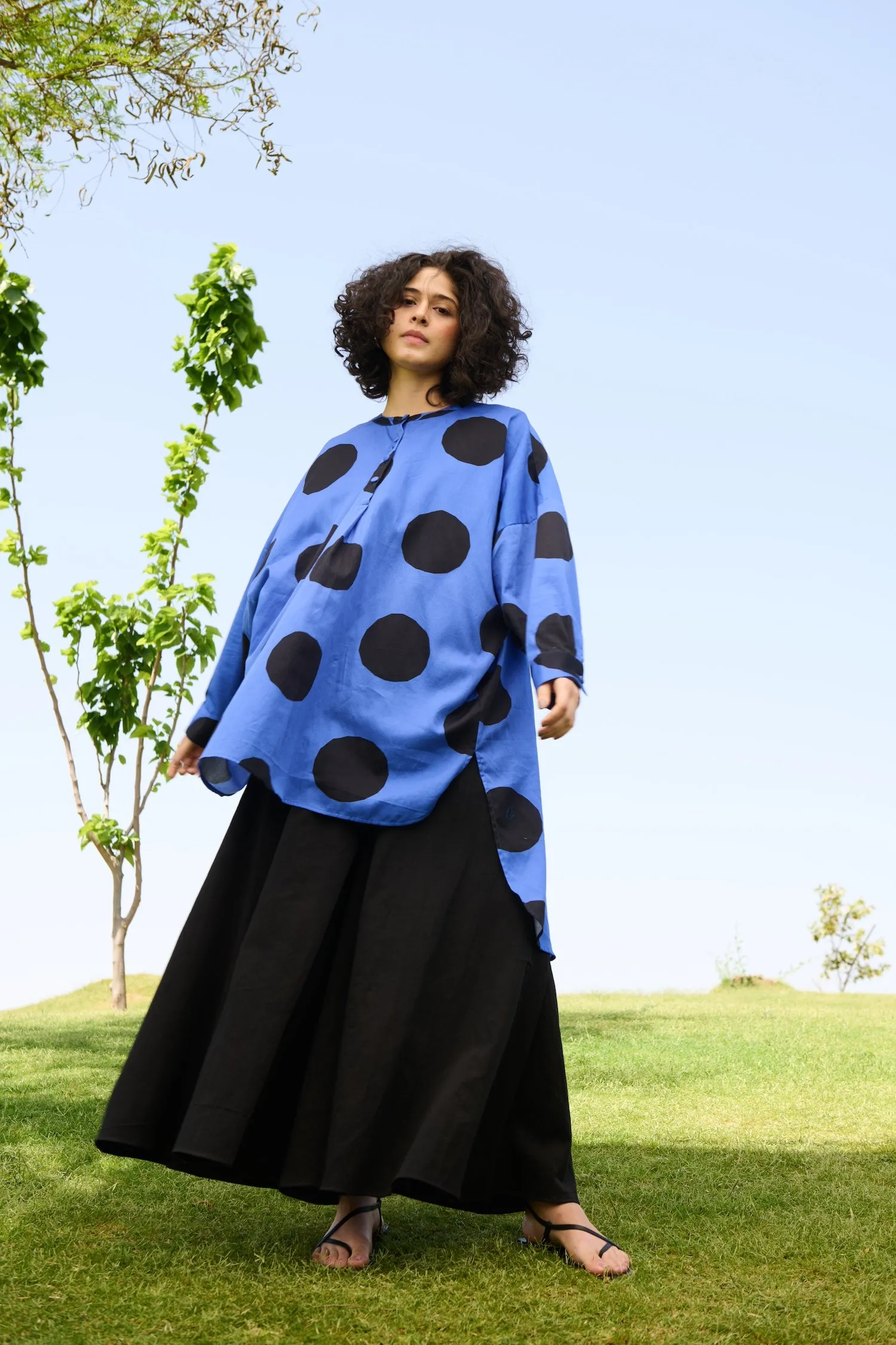 Small Blue Polka - Coral Coord Set