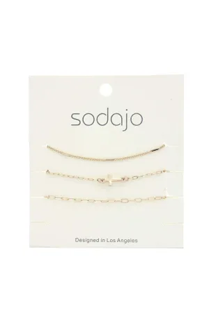 Sodajo Cross Charm Bracelet Set