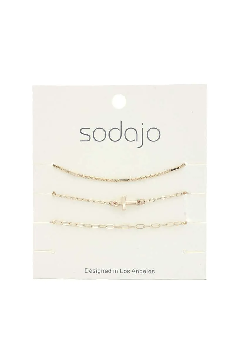 Sodajo Cross Charm Bracelet Set