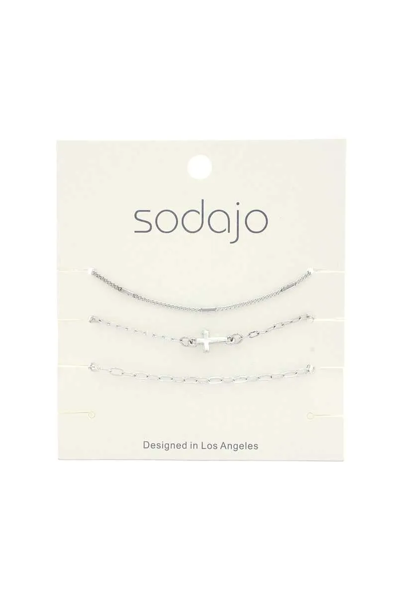 Sodajo Cross Charm Bracelet Set