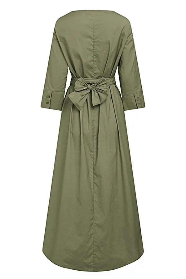 Solid Color Waist Dress