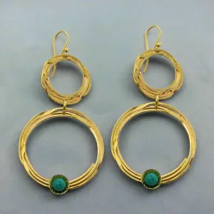 Solid Long Gold Earrings - Circles of Light