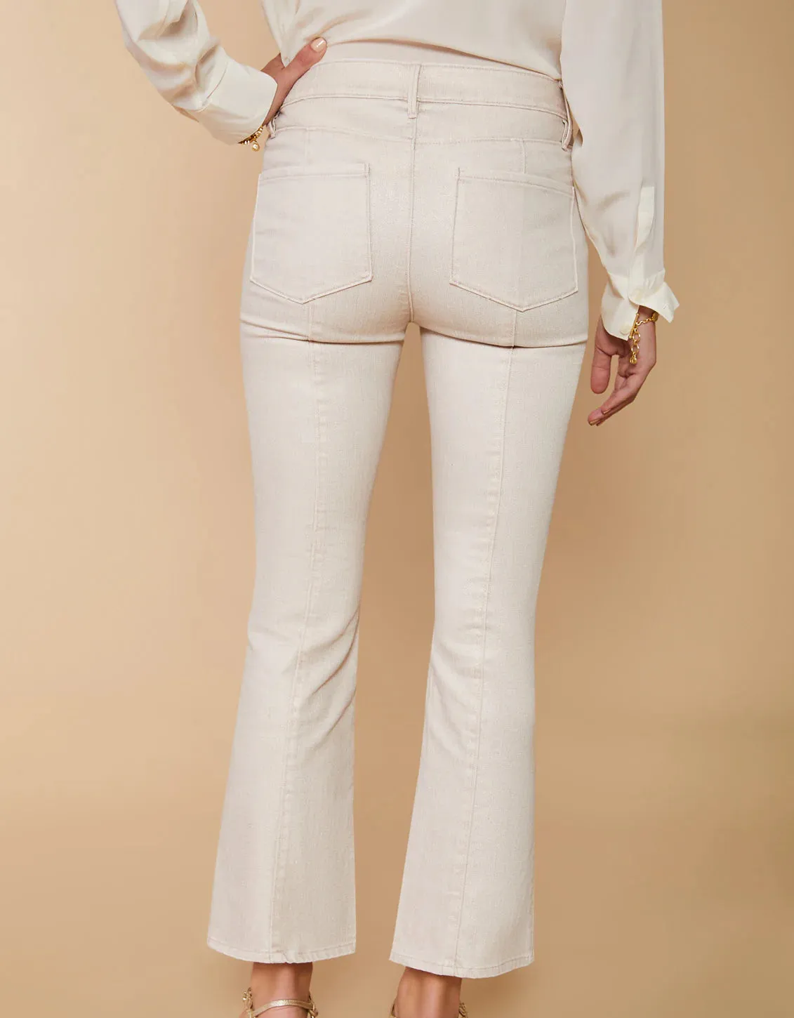 Spartina 449 Mallory Kick Flare Jean Metallic Champagne
