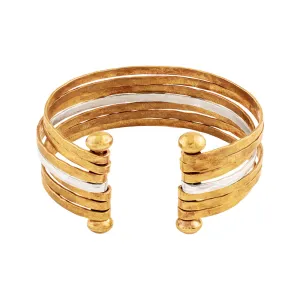 Stacked Strands Cuff - Bronze & Silver - 7 Strand