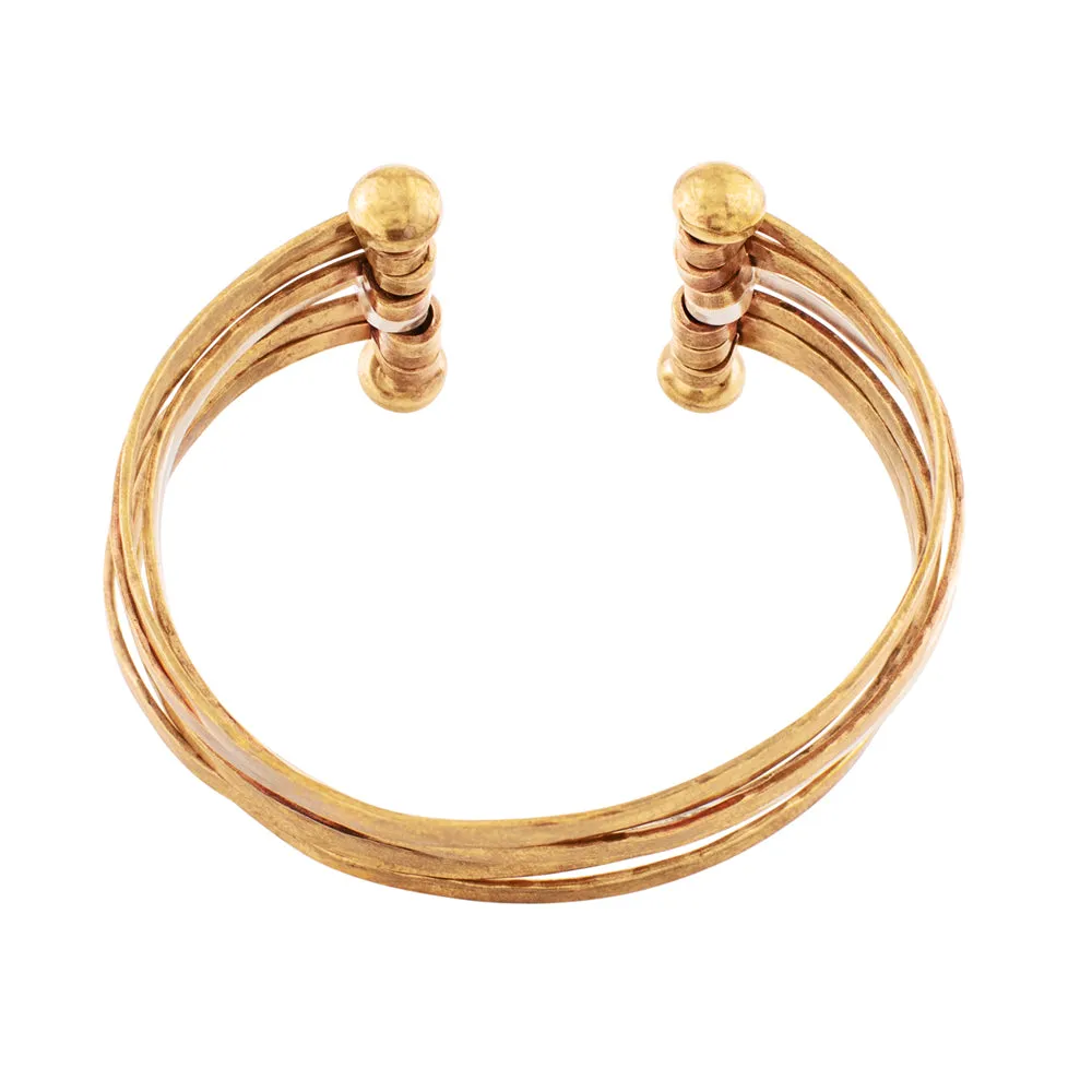Stacked Strands Cuff - Bronze & Silver - 7 Strand