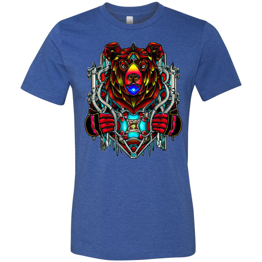 Stained Glass Gothic Cyborg Bear Asst Colors Mens Lightweight Fitted T-Shirt/tee
