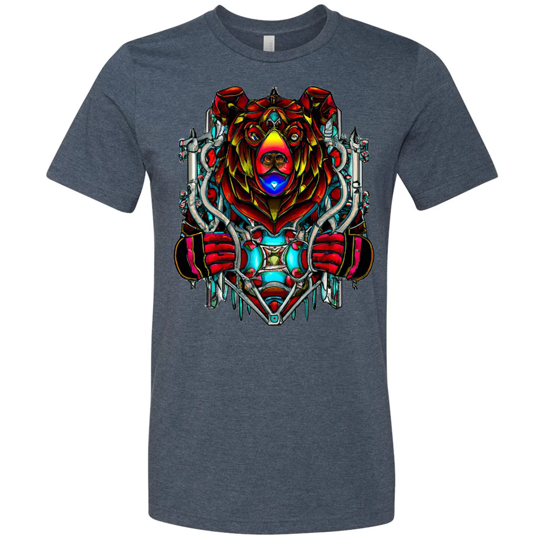 Stained Glass Gothic Cyborg Bear Asst Colors Mens Lightweight Fitted T-Shirt/tee