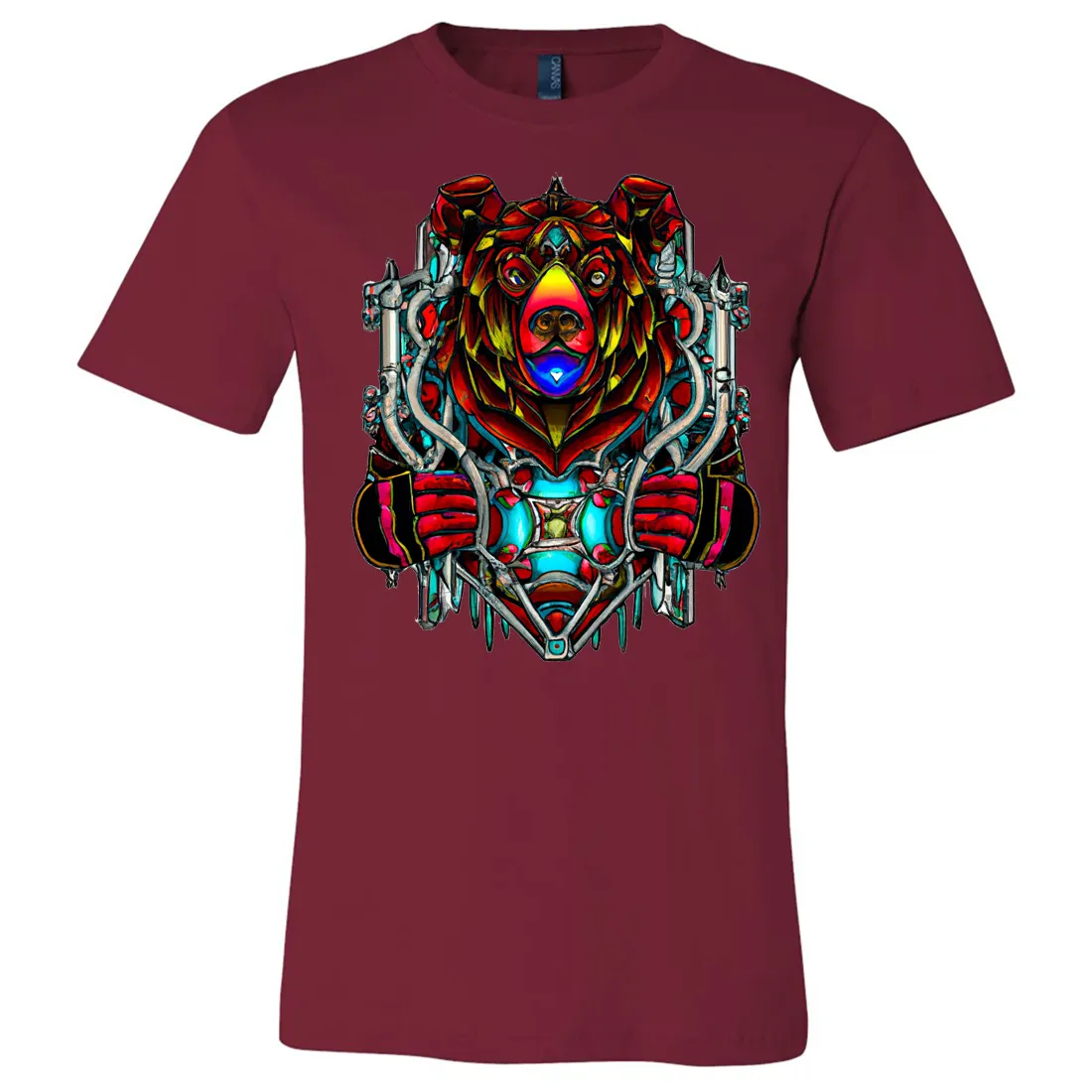 Stained Glass Gothic Cyborg Bear Asst Colors Mens Lightweight Fitted T-Shirt/tee