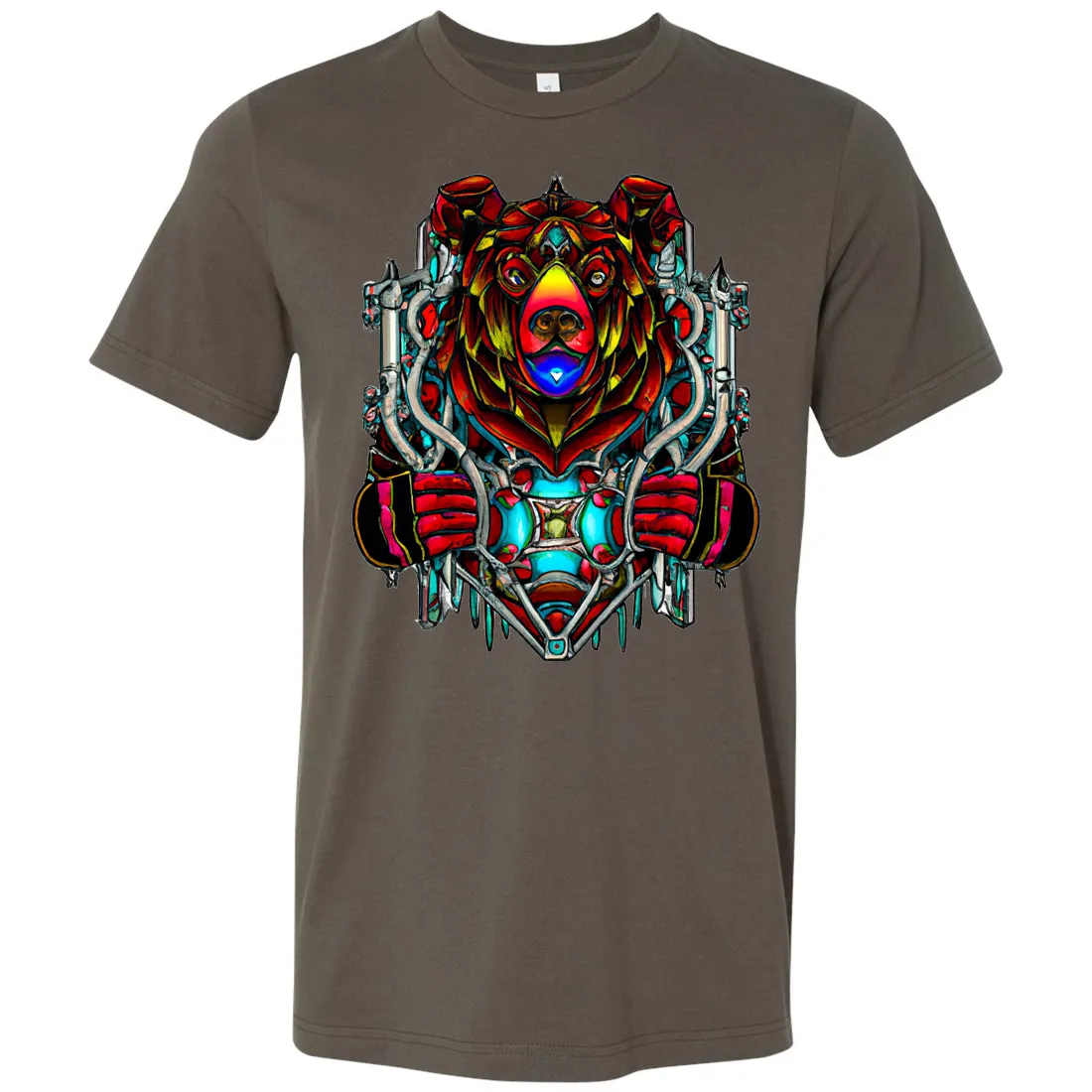 Stained Glass Gothic Cyborg Bear Asst Colors Mens Lightweight Fitted T-Shirt/tee