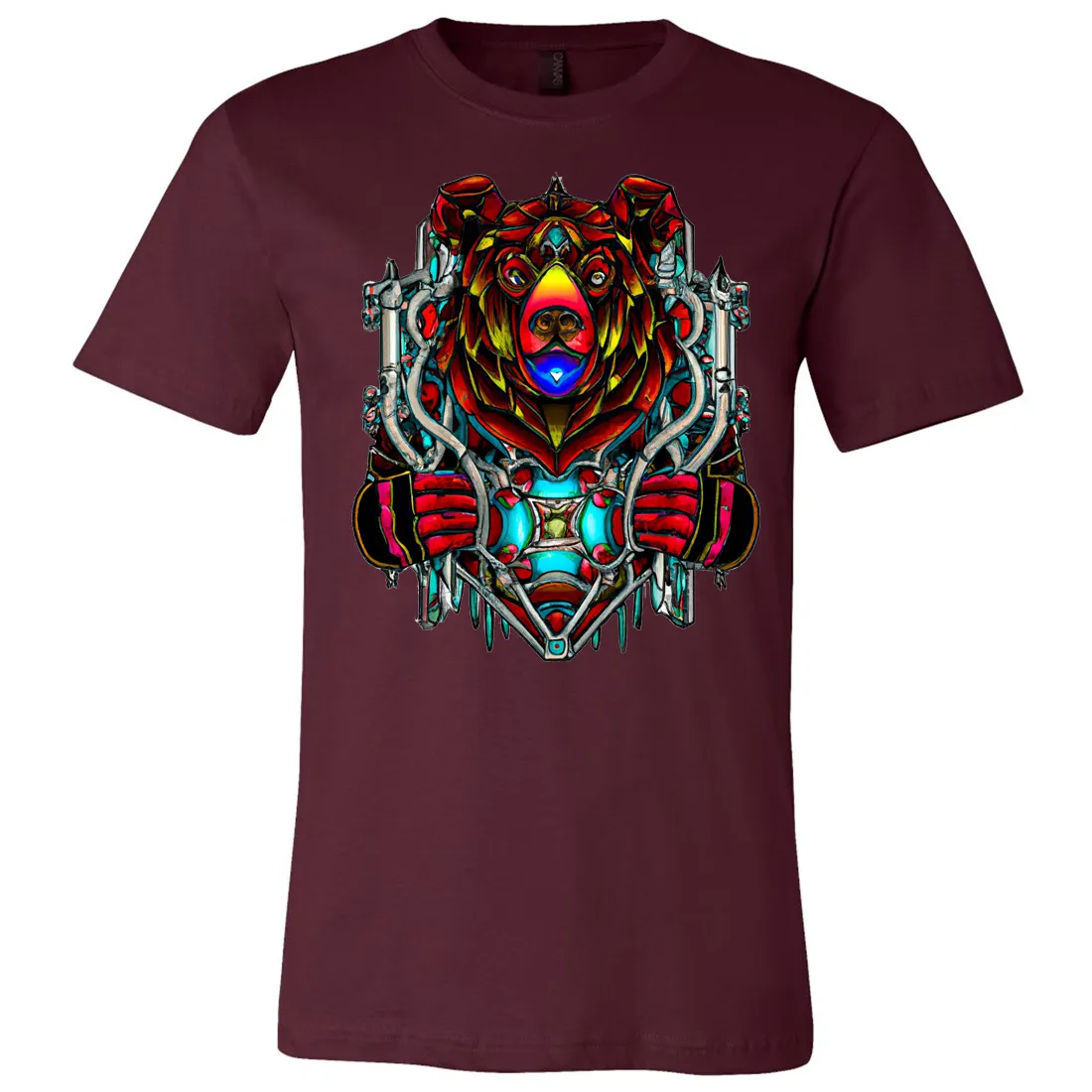 Stained Glass Gothic Cyborg Bear Asst Colors Mens Lightweight Fitted T-Shirt/tee