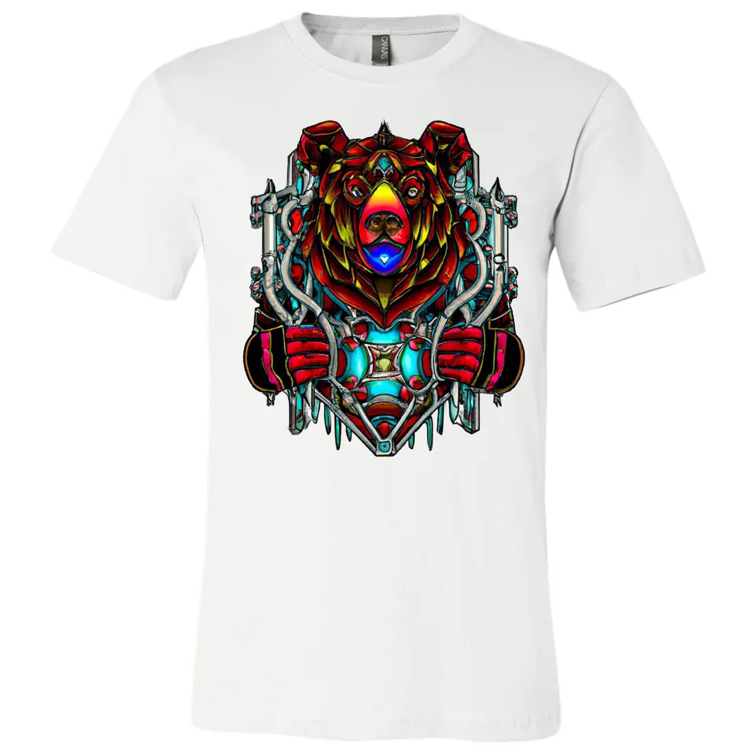 Stained Glass Gothic Cyborg Bear Asst Colors Mens Lightweight Fitted T-Shirt/tee
