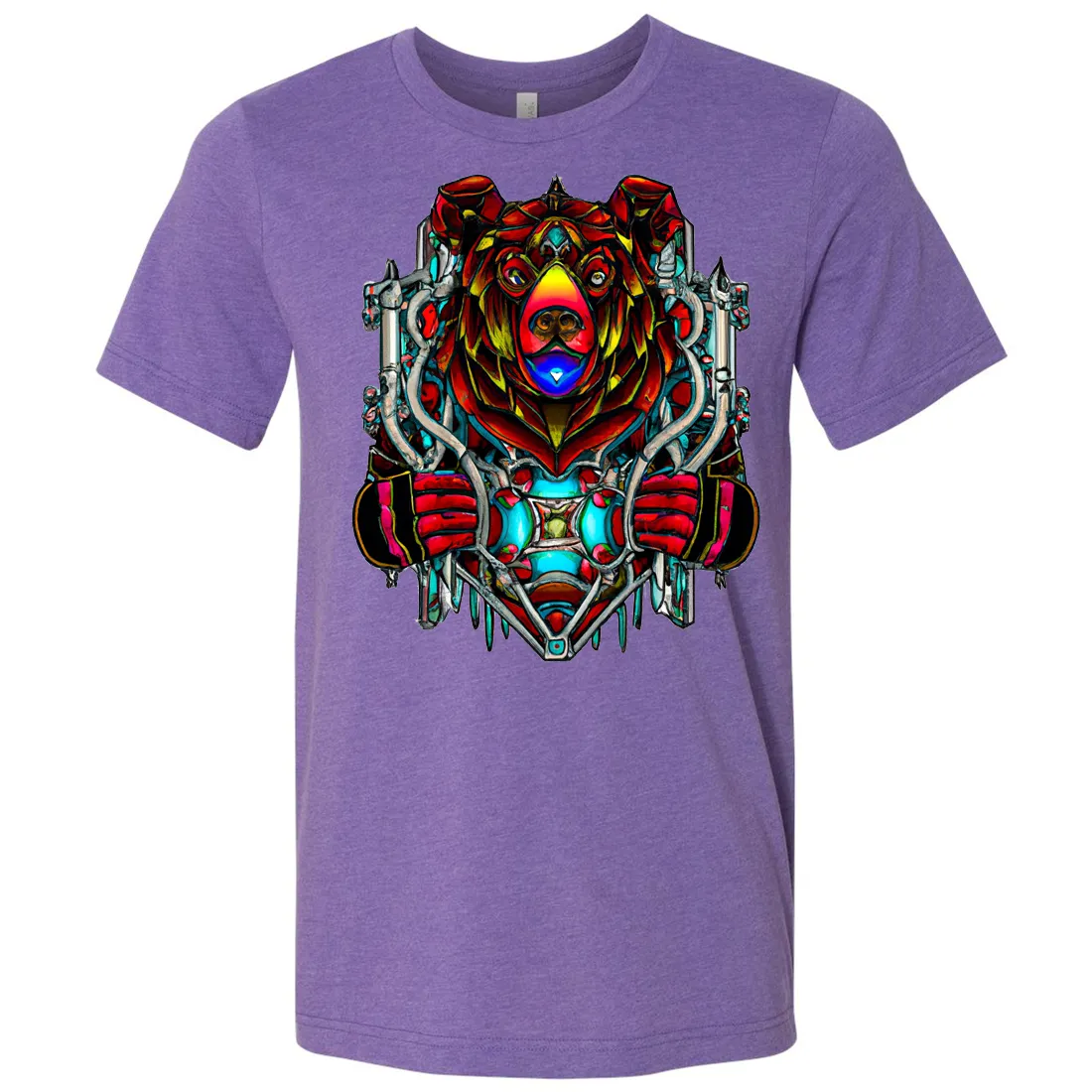 Stained Glass Gothic Cyborg Bear Asst Colors Mens Lightweight Fitted T-Shirt/tee