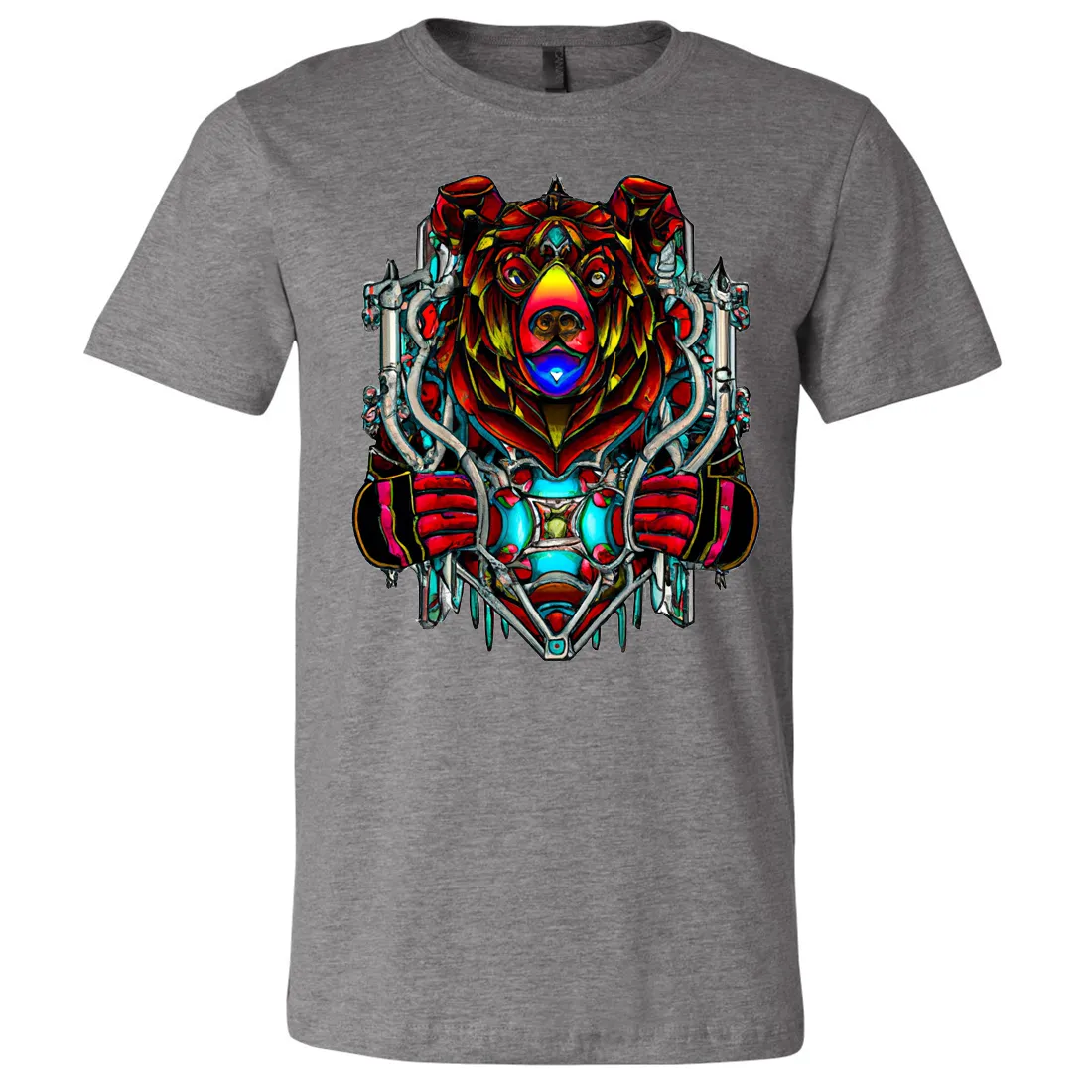 Stained Glass Gothic Cyborg Bear Asst Colors Mens Lightweight Fitted T-Shirt/tee
