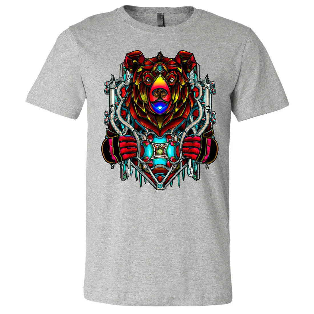 Stained Glass Gothic Cyborg Bear Asst Colors Mens Lightweight Fitted T-Shirt/tee