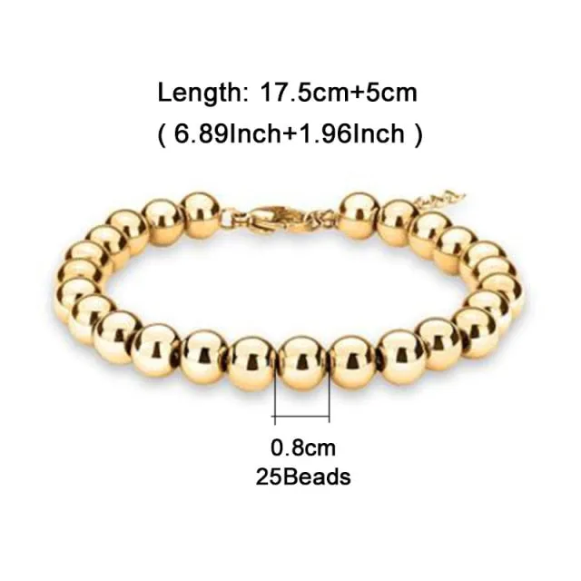 Stainless Steel Beads Cuff Bracelet