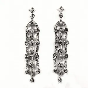 Sterling Silver Elegant Chandelier Dangling Journey Teardrop Earrings Clear CZ