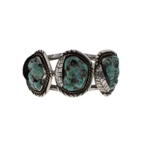 Sterling Silver Navajo 3-Stone Turquoise Cuff Bracelet