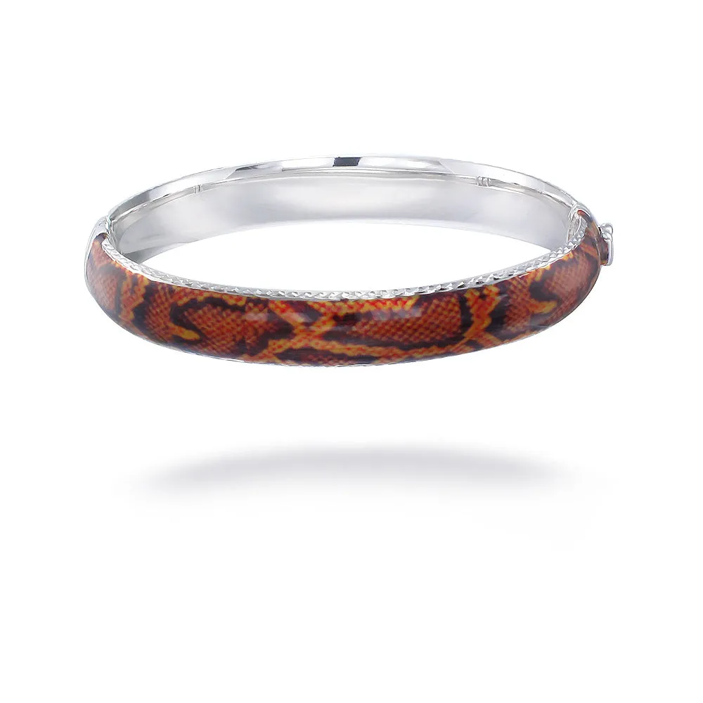 Sterling Silver Orange and Yellow Enamel Bangle