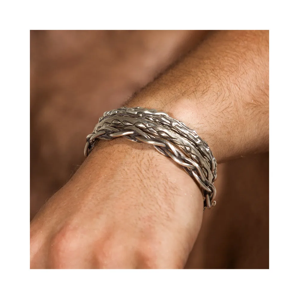 Sterling silver 'ostrich skin' cuff