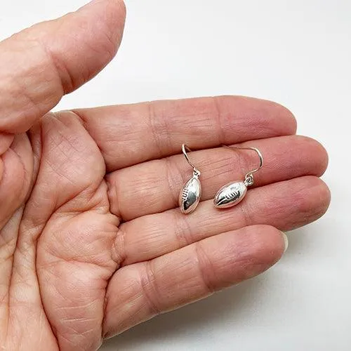 Sterling Silver Rugby Ball Charm or Earrings