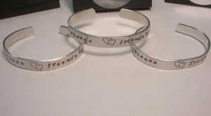 sterling sister bracelet set, Hand stamped jewelry, personalized cuff, custom stamped,  sisters jewelry, Sisters by chance friends by choice