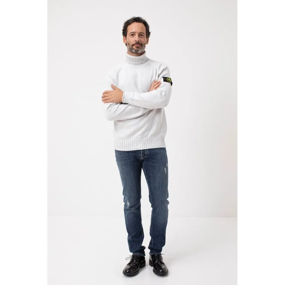 Stone Island White Cotton Sweater