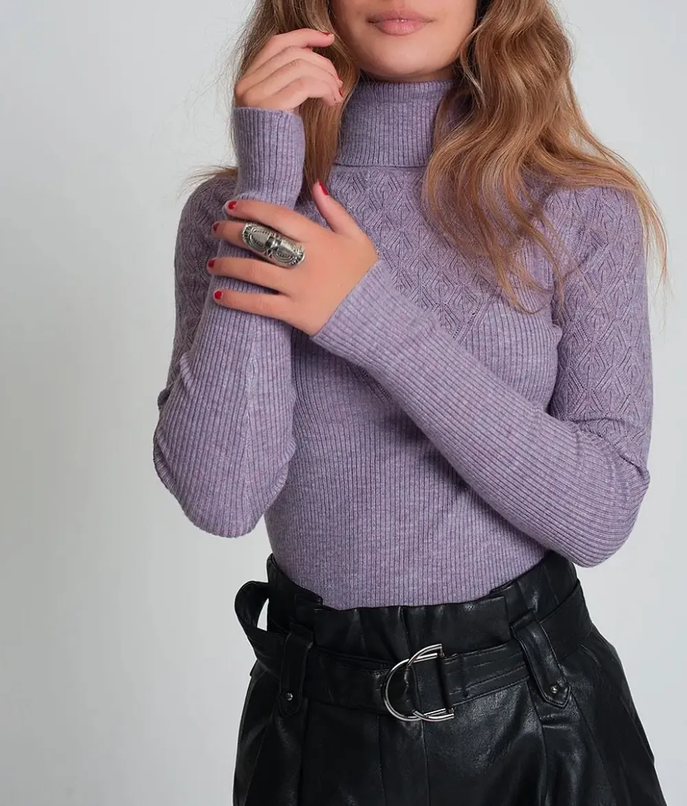 STRETCH-KNIT TURTLENECK SWEATER hi