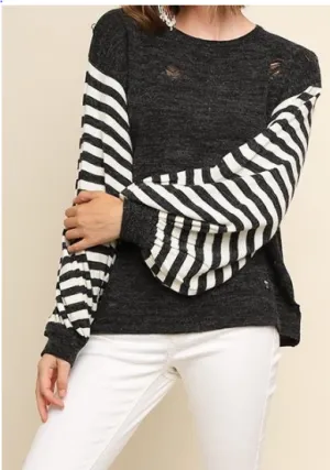 Striped Distressed Sweater