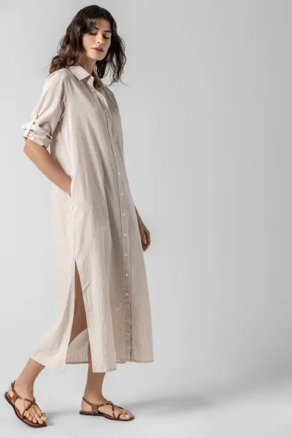 Striped Maxi Shirtdress-Flax Stripe
