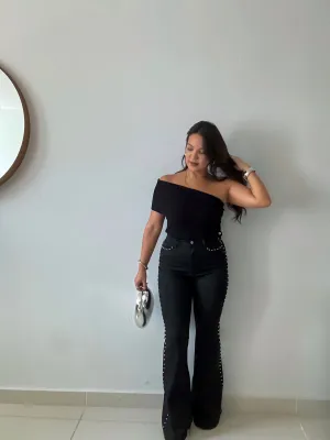 Stud Flare Jeans
