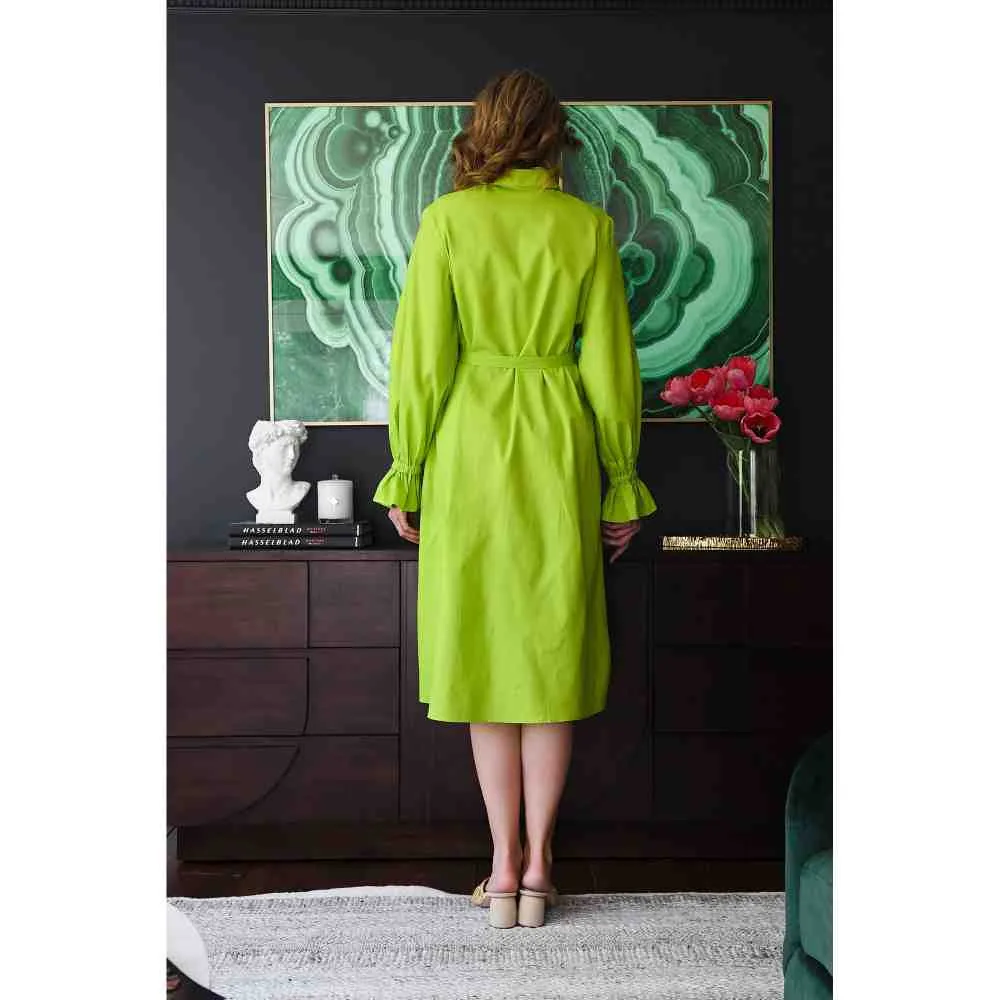 Style Junkiie Lime Green Poplin Shirt Dress (Set of 2)