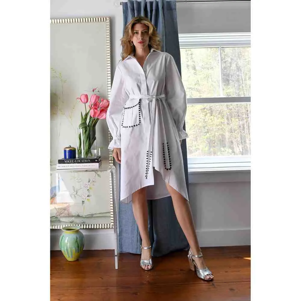 Style Junkiie White Poplin Shirt Dress (Set of 2)
