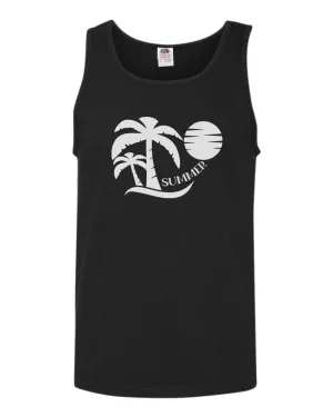 Sun set palm tree summer tank top, beach party tank top