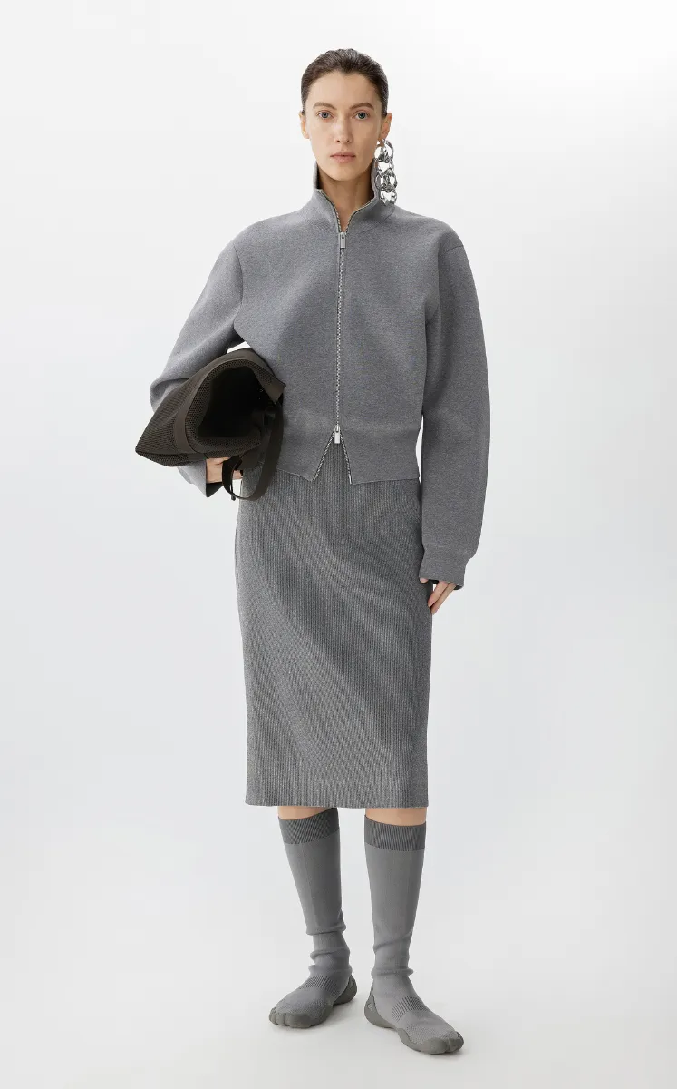 Sweater / JNBY Cotton Short Cardigan with Dual-Zip