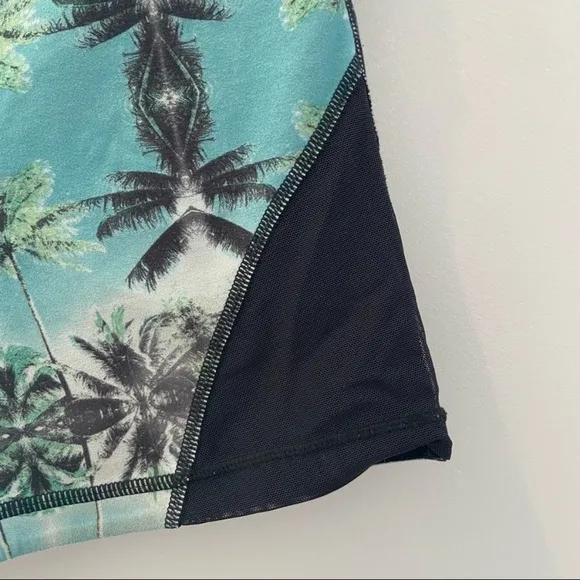 SWEATY BETTY Urdhva Bike Shorts Reversible Tropical Palm Tree High Waist Small