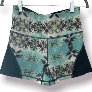 SWEATY BETTY Urdhva Bike Shorts Reversible Tropical Palm Tree High Waist Small