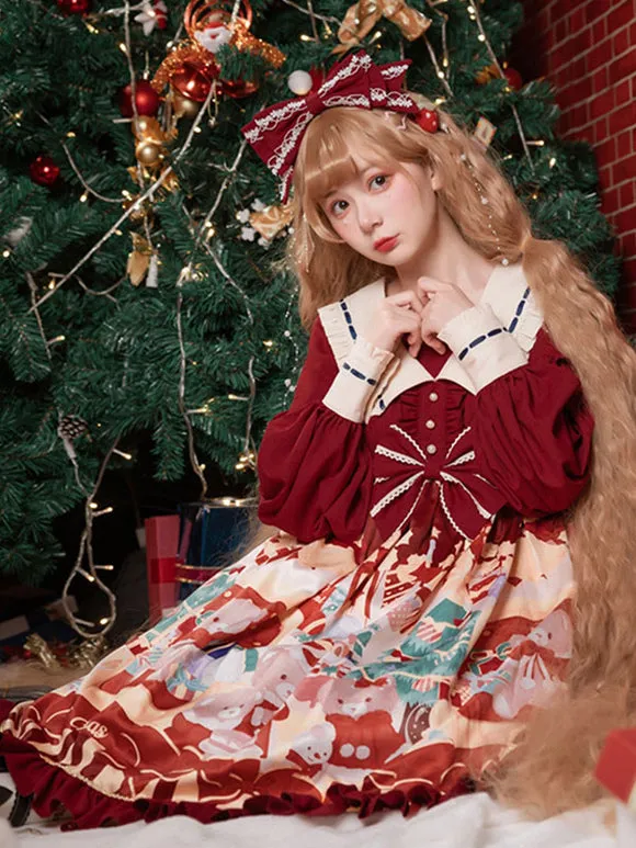 Sweet Lolita Dress Polyester Long Sleeves Ruffles Sweet Dress Lolita Dress