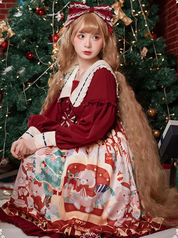Sweet Lolita Dress Polyester Long Sleeves Ruffles Sweet Dress Lolita Dress