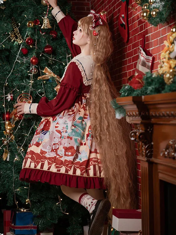 Sweet Lolita Dress Polyester Long Sleeves Ruffles Sweet Dress Lolita Dress