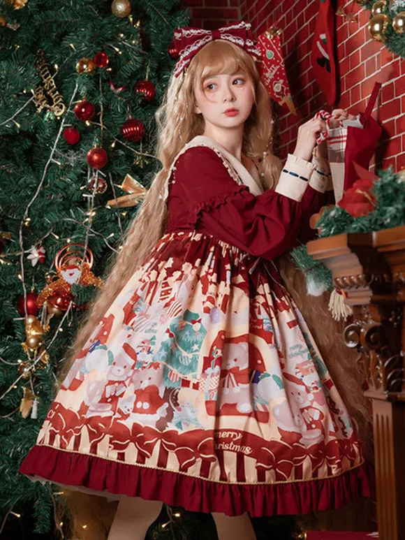 Sweet Lolita Dress Polyester Long Sleeves Ruffles Sweet Dress Lolita Dress