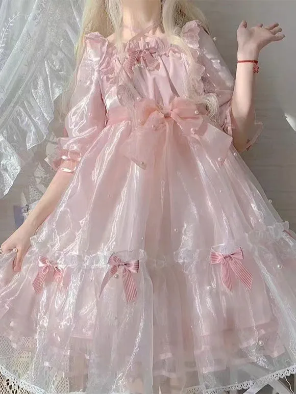 Sweet Lolita Dress Polyester Short Sleeves Dress Sweet Lolita Dress