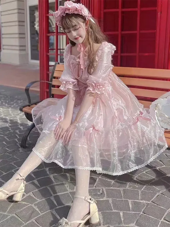 Sweet Lolita Dress Polyester Short Sleeves Dress Sweet Lolita Dress