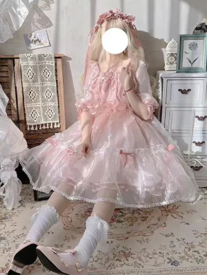 Sweet Lolita Dress Polyester Short Sleeves Dress Sweet Lolita Dress