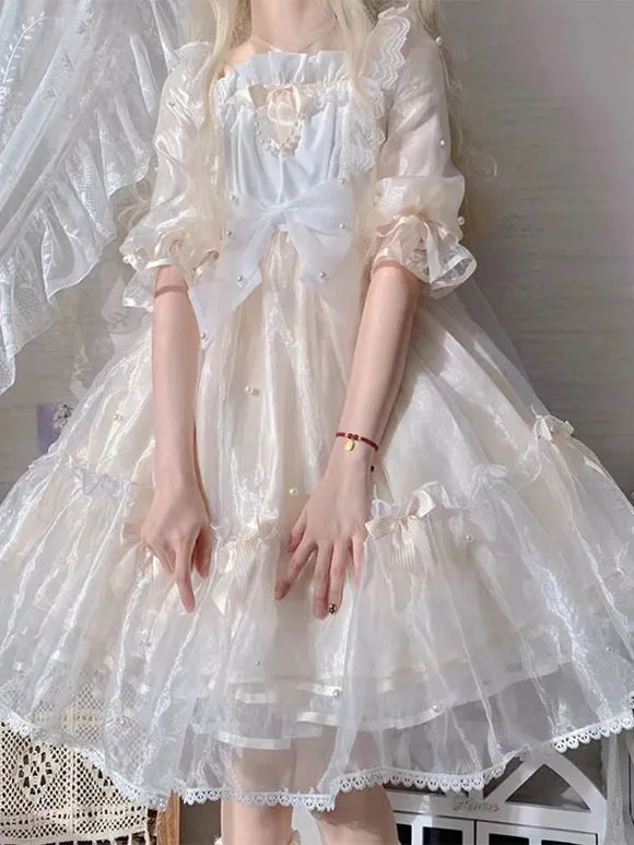Sweet Lolita Dress Polyester Short Sleeves Dress Sweet Lolita Dress