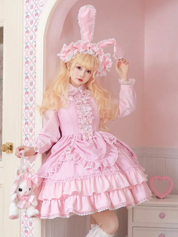 Sweet Lolita Dress Polyester Sleeveless Jumper Ruffled Sweet Lolita Dress